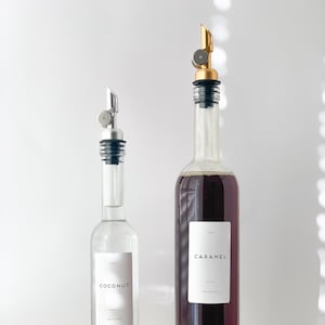 Coffee Syrup Bottles with Weighted Pourer  200ml 500ml Reusable Organise Your Kitchen - Choice of Spouts