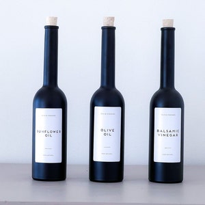 Long Black Glass Bottles Olive Oil/Vinegar Pourer Storage Bottle 200ml Reusable Organise Your Kitchen