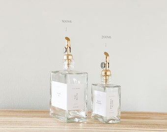 Juego de botellas de vidrio para aceite de oliva / Dispensador de aceite y vinagre, decoración para encimera de cocina, botellas de cocina únicas / Aceitera/vinagrera de cocina personalizada