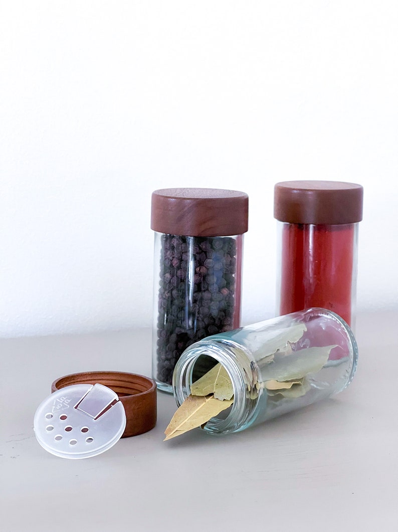 Labelled Spice Jars With Acacia Lids Set of 6 Home Etsy UK