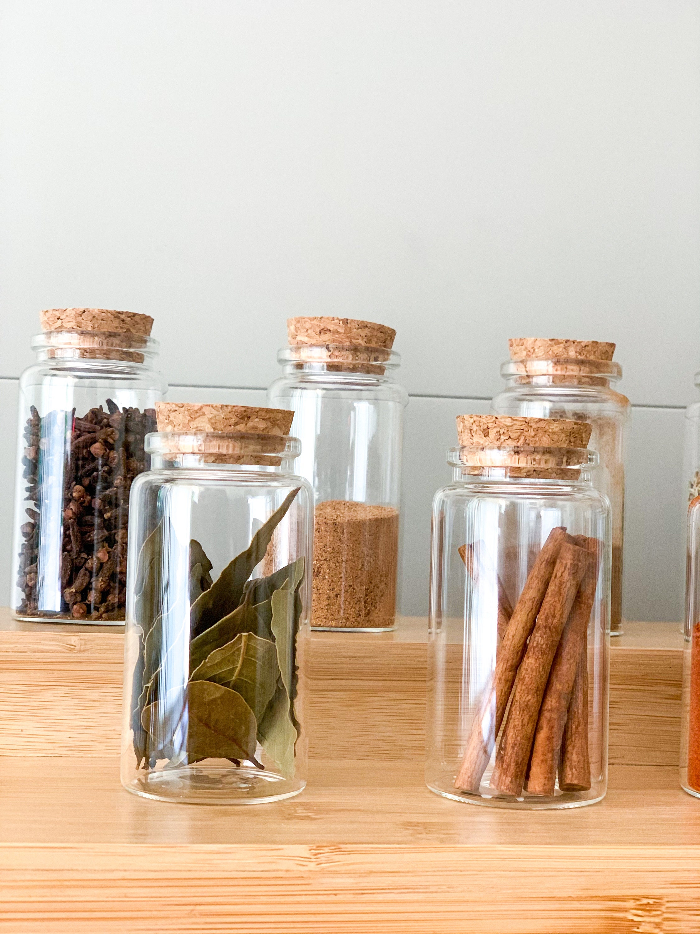 Labelled Spice Jars With Cork Lid Set of 6 Home Organisation 