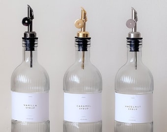 Botella dispensadora de jarabe de café de vidrio acanalado – Botella de jarabe de café vintage para la organización de bares de café
