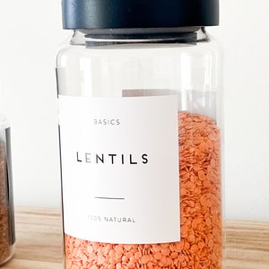 Glass Pantry Jars with Black Wooden Lids and Personalised Waterproof Black Labels kitchen jars zdjęcie 9