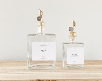 Personalized Glass Olive Oil Bottle – Kitchen Cruet with Weighted Pourer