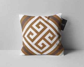 Minimal Geometric Cushion 45cm 55cm and 60cm Greek Key - Customisable Linen, Velvet or Polytextile