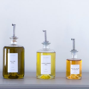Glasflaschen Olivenöl / Essig-Ausgießer Aufbewahrungsflasche 200 ml, 500 ml und 700 ml Wiederverwendbar Organisieren Sie Ihre Küche - Auswahl an Deckeln