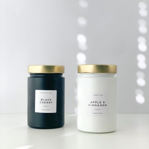 Black and White Jars - Jam Jar Gifts  with custom waterproof label  327ml with Gold Lid - Storage pantry jars