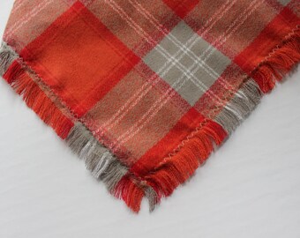Pumpkin Spice | Plaid Pet Bandana | Dog Bandana | Cat Bandana | Plaid Bandana | Orange Plaid | Frayed Bandana | Personalized
