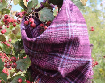 Mulberry | Plaid Bandana | Frayed Bandana | Fall Bandana | Dog Bandana | Cat Bandana
