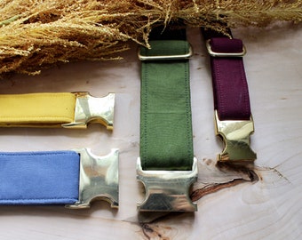 Crimson // Soleil // Smoke // Sage | Solid Dog Collars | Jewel Toned Collars | Dog Collars | Quick Release Collar | Gold & Silver Hardware