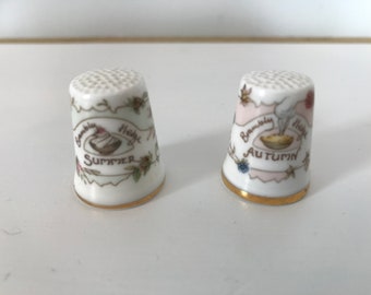 Royal Doulton Brambly hedge thimbles summer and autumn; collectible thimbles; 1980s