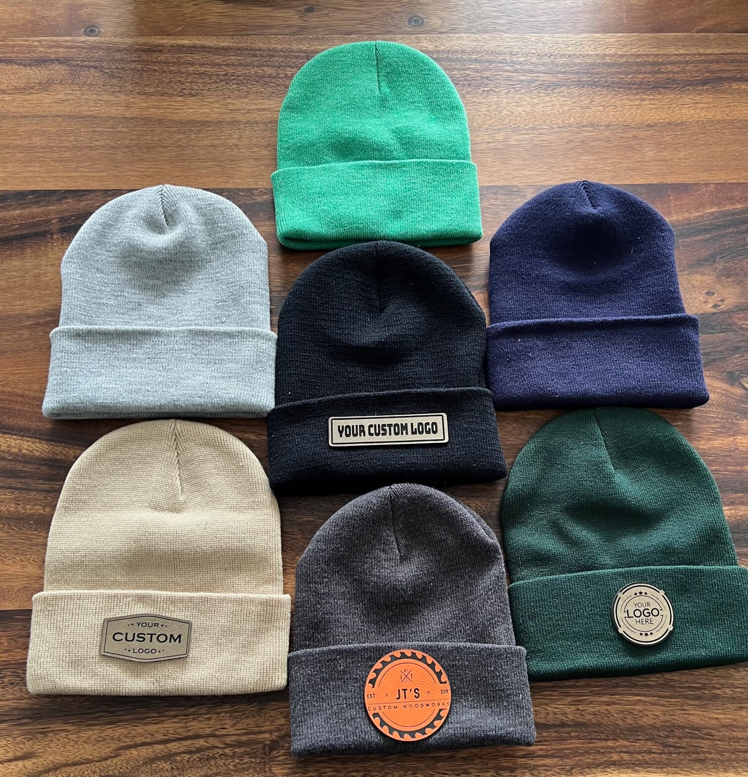 Custom Leather Patch Beanie | Winter Hat | Personalized