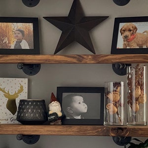 Floating Shelf 9.25&quot; Deep | Farmhouse | Kitchen | Bathroom | Living Room | Wood Decor | Industrial Pipe Shelf | Shelving | Reclaimed Style