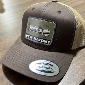 Pew-Natomy Die Cut UV Printed Leather Patch | Trendy Hat | Hat Trend | Funny Hat | Freedom | 2A | USA | Bullet | Patriotic