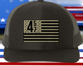 Trump 45 47 Trucker Hat | Patriotic Political Gift