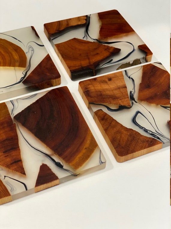 Wooden Coasters for Drinks - Natural Wood Drink Coasters Set with