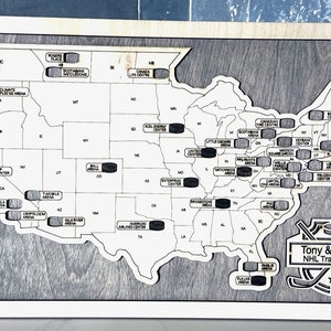 Custom NHL Hockey Arena Travel Map NEW Seattle Kraken Add 