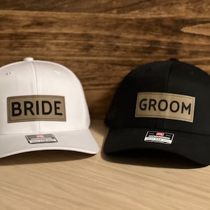 Custom Bride and Groom Wedding Party Hats | Groomsman Caps | Best Man Hat | Groom Patch Trucker Hats | Bride and Groom Hats | Caps |