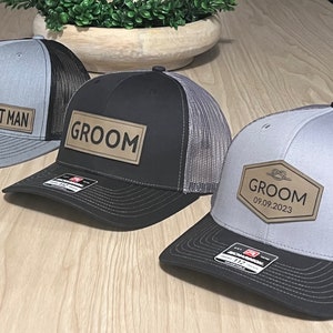 Custom Groom Wedding Party Hats | Groomsman Caps | Best Man Hat | Groom Patch Trucker Hats | Bride and Groom Hats | Wedding Party Hats Caps