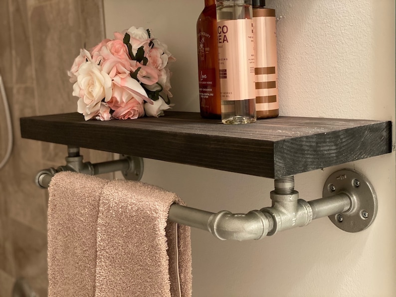 SET OF 2 Bathroom Pipe Shelves Pipe Shelves Farmhouse Etsy