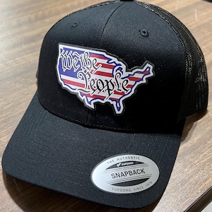 We The People Flag Die Cut UV Printed Leather Patch | Trendy Hat | Hat Trend | Funny Hats For Men | Freedom | 2A | USA | Patriotic