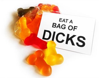 Zak van Lullen - Gummy Dicks met Grappige Nota voor Grap, Gag of Lach met Vrienden/Vijanden, Post een Zak Van Lullen, Post Pranks