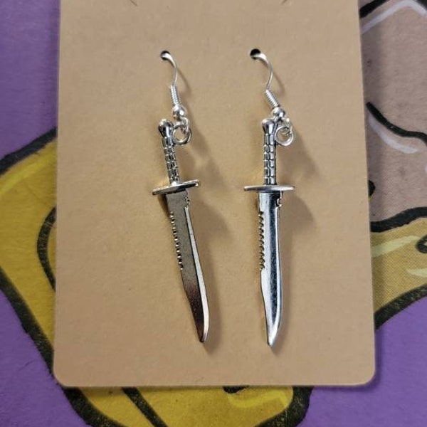 Silver knife earrings - soft goth cote aesthetic sfx csi prop art dark small dagger