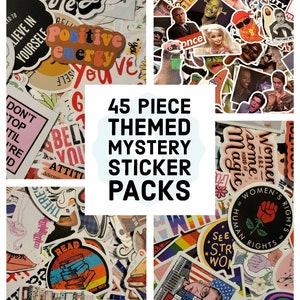 45 Piece Choose Your Mystery Sticker Pack 4.0 - Vinyl Laptop Water Bottle Locker Mixed Fun Positivity Scrap Book Read Pets Birthday Plant We