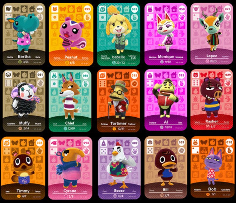Animal Crossing Amiibo Cards ACNH ACNL Choisissez NIMPORTE | Etsy