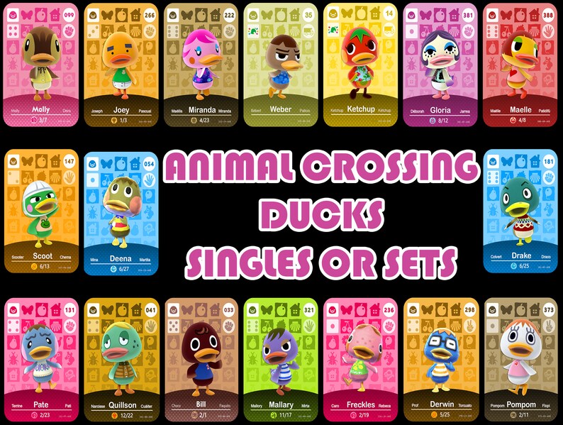 Animal Crossing DUCK Amiibo Cards ACNH Bill Gloria Etsy