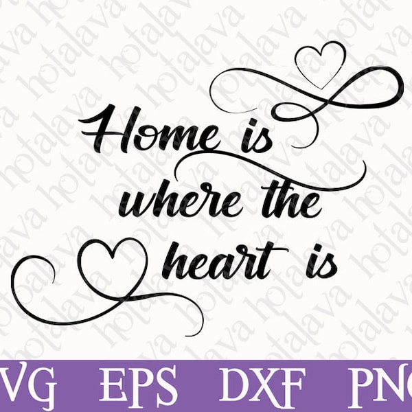 Svg Digital Download, Home is where the heart is , Digital Svg file, laser compatible file, Downloadable file, Craft Svg, Illustration, Wall