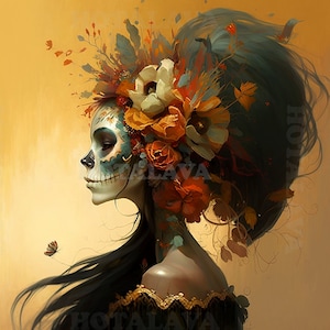 Différentes têtes de mort en sucre, Dia de Muertos mexicain, Art numérique, téléchargement numérique, Tête de mort en sucre