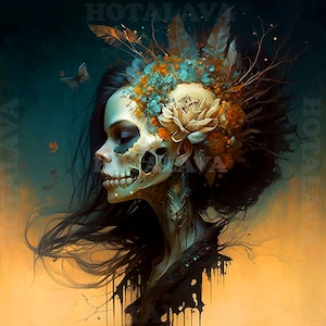 Crâne de sucre arrière, mexicain Dia de Muertos, art numérique, téléchargement numérique, crâne de sucre