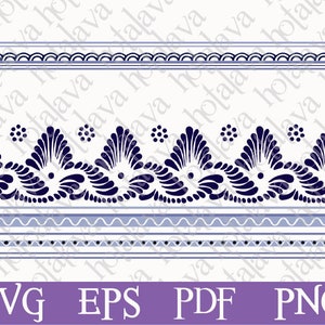 Mexican Talavera Border Svg, Blue Talavera decoration, Downloadable Svg file, laser compatible, Laser ready Svg, Wall stencil, Mexican Decor