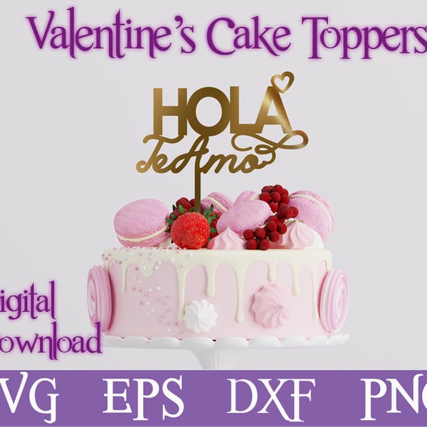 Te amo - Valentine's Day Cake Topper - Svg -DXF - Png Template - Cut File - Topper para pastel - Cricut - Silhouette - Instant download