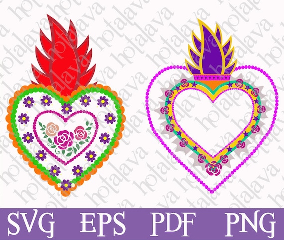 Mexican Hearts Svg, Traditional Art Svg, Milagro Heart Svg, Digital Svg file, laser compatible file, Cricut ready Svg, Maker Svg file, Decor