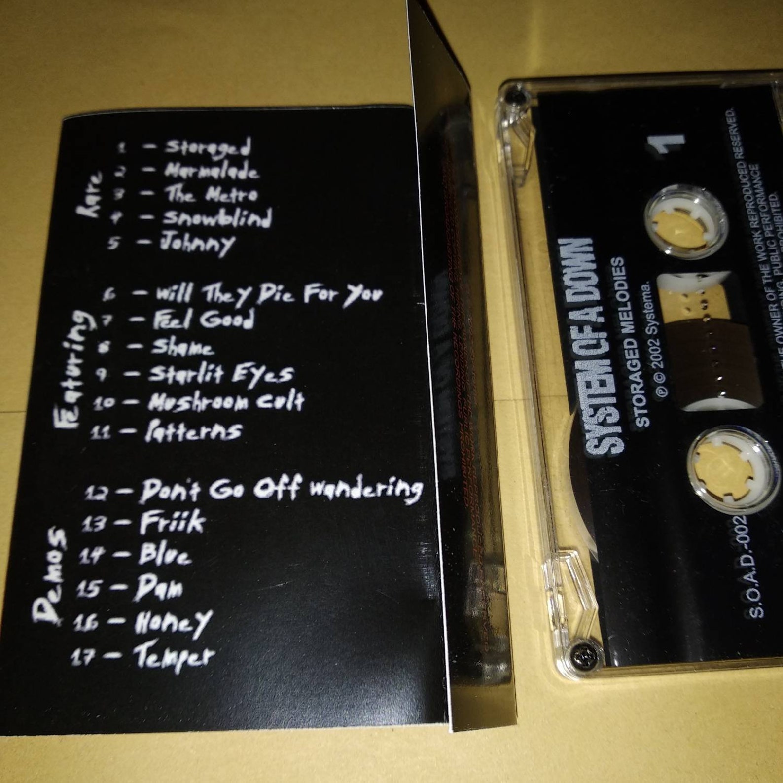 System of A Down Storaged Melodies Cassette Tape Etsy