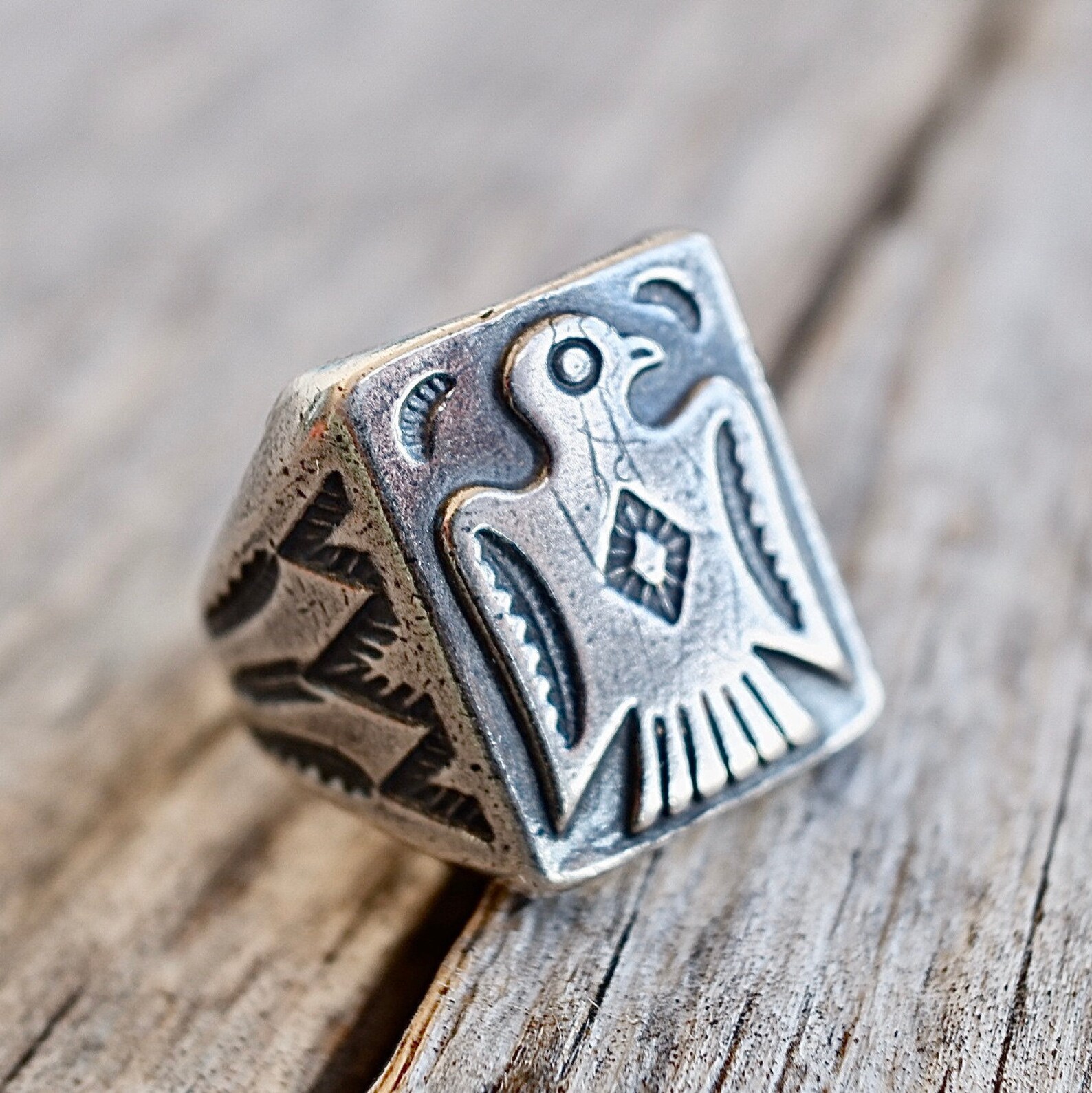 Mens Thunderbird Ring Size 9 / Native American Sterling Silver Etsy
