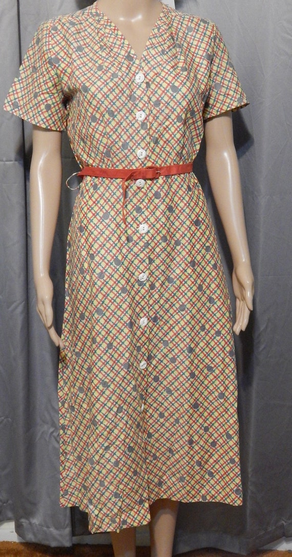 1940s Style Tea Dress Polka Dots/Checkered