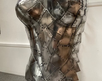 Handcrafted Female Metal torso. Metal wall art made in UK