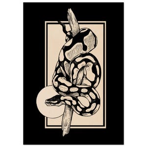 Monokrom Python Poster – Pen Ink Snake Art Print