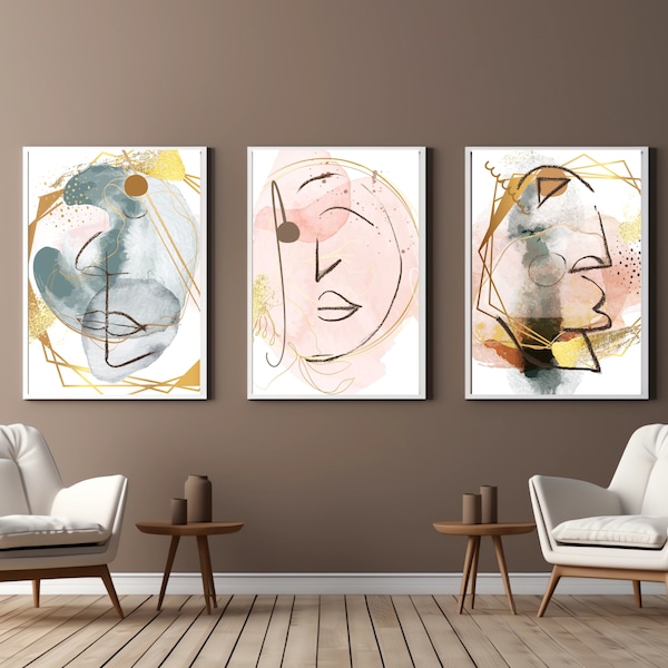 poster, poster digital, arte de pared,  3 caras abstractas, arte abstracto, diseños originales digitalizados, arte digital, art art-poster