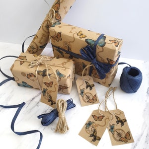 Handmade Eco-Friendly Gift Wrap Set | Kraft Brown Wrapping Paper & Gift Tags | Matching Greeting Cards Available