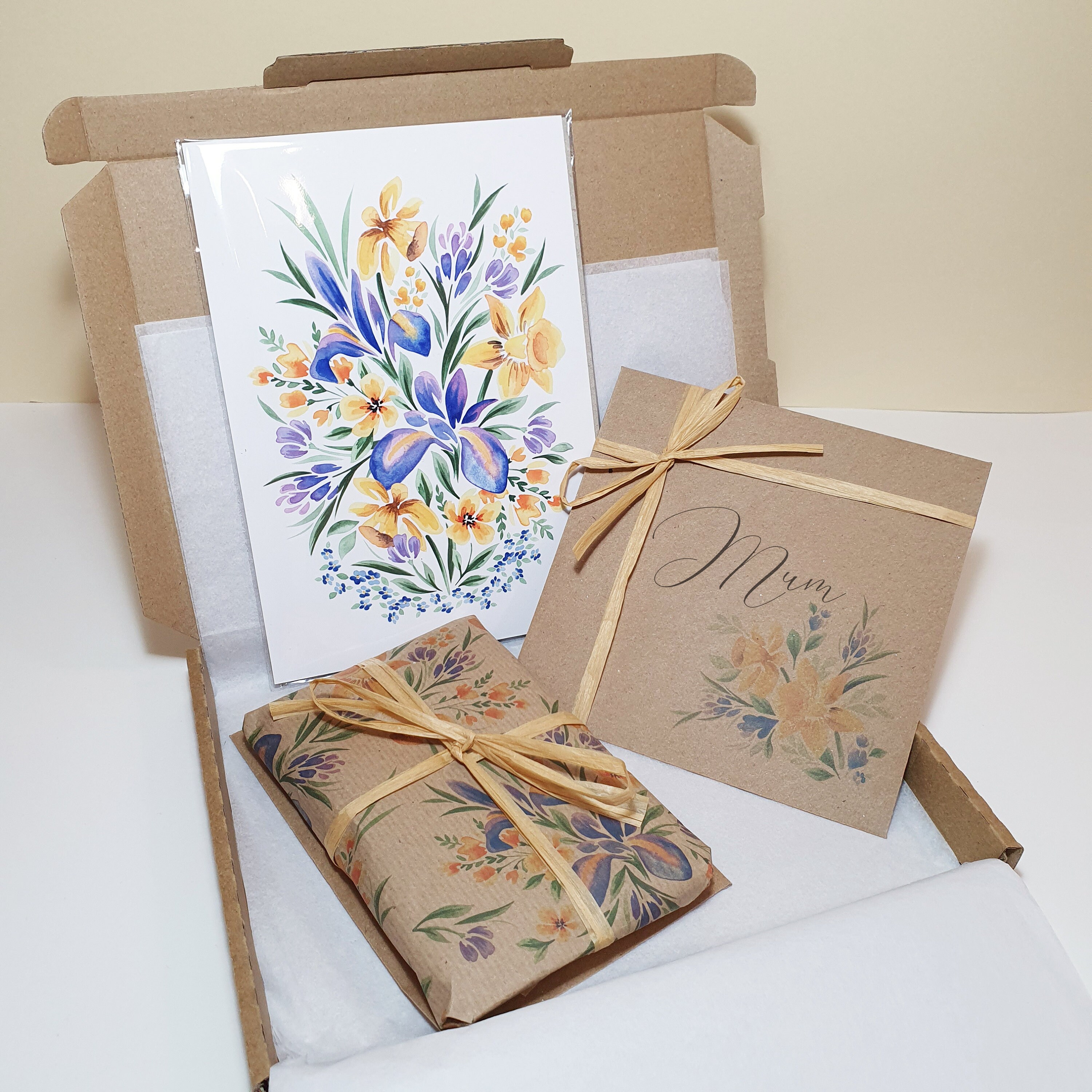 BOTANICAL LETTERBOX GIFT Daffodil & Iris Watercolour Design Etsy UK