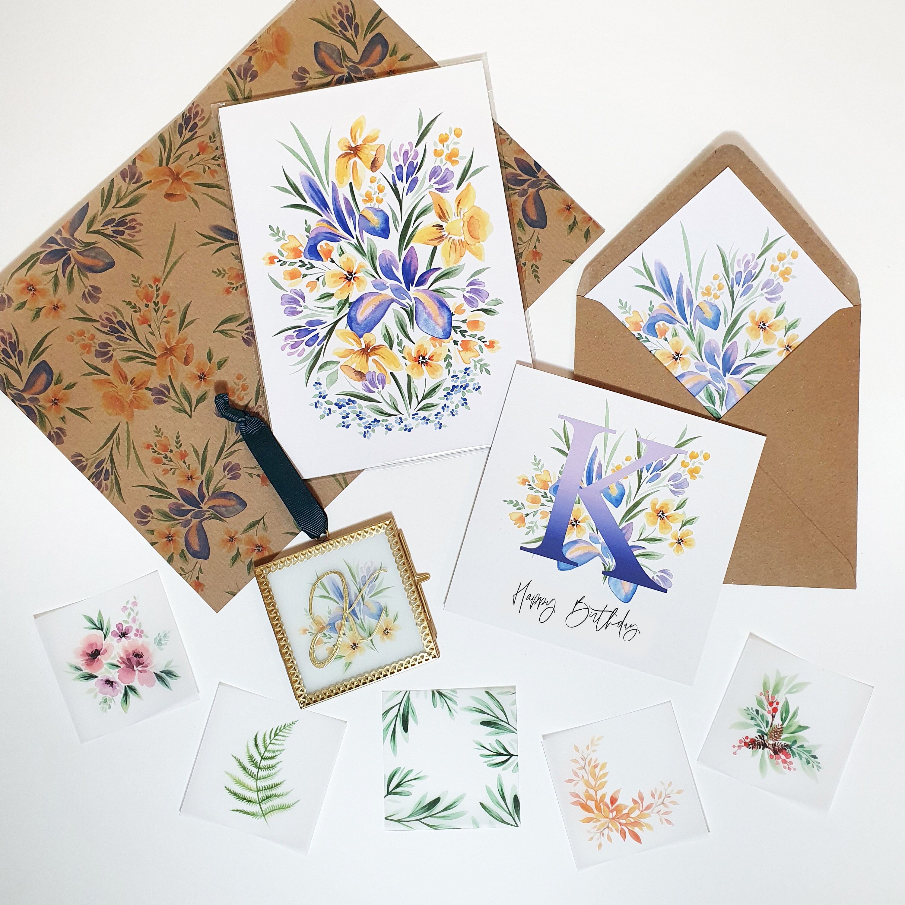 BOTANICAL LETTERBOX GIFT Daffodil & Iris Watercolour Design Etsy UK