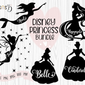 Princess Bundle SVG Cutting files or Printing files, Digital downloads. 5 varieties-Jpeg, Dxf, Pdf, Png, Svg. Take a peek!
