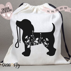 Floral Dog SVG, SVG-bestanden voor de Silhouette Cameo & Cricut. Floral dier, Floral hond silhouet SVG, Wildflower hond clipart