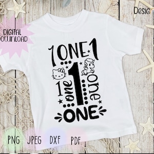 Colagem SVG de primeiro aniversário, arquivo de corte de menina, design infantil, ditado de um ano, tipografia, palavras, dxf png jpeg pdf svg Silhueta Cricut