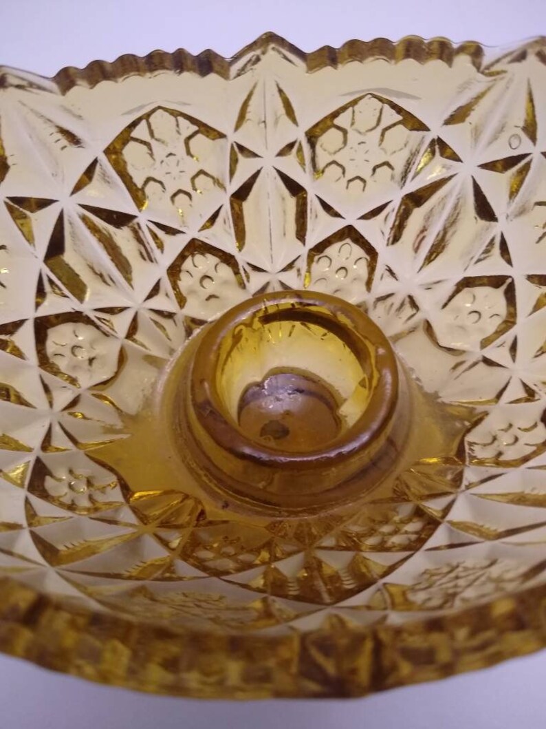 Vintage Amber Glass Candle Holder Etsy