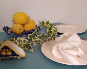 Pure linen tablecloth - big linen tablecloth - 100% linen tablecloth/runner/napkins - turquouise linen tablecloth